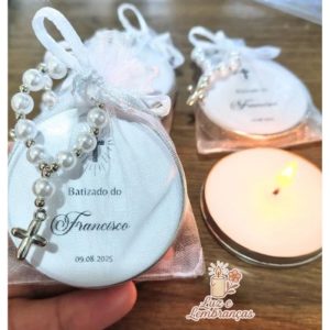 15 velas personalizadas lembrancinhas de batizado prata