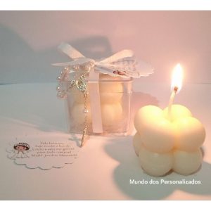 20 velas Bubble com tercinho lembrancinha de batizado